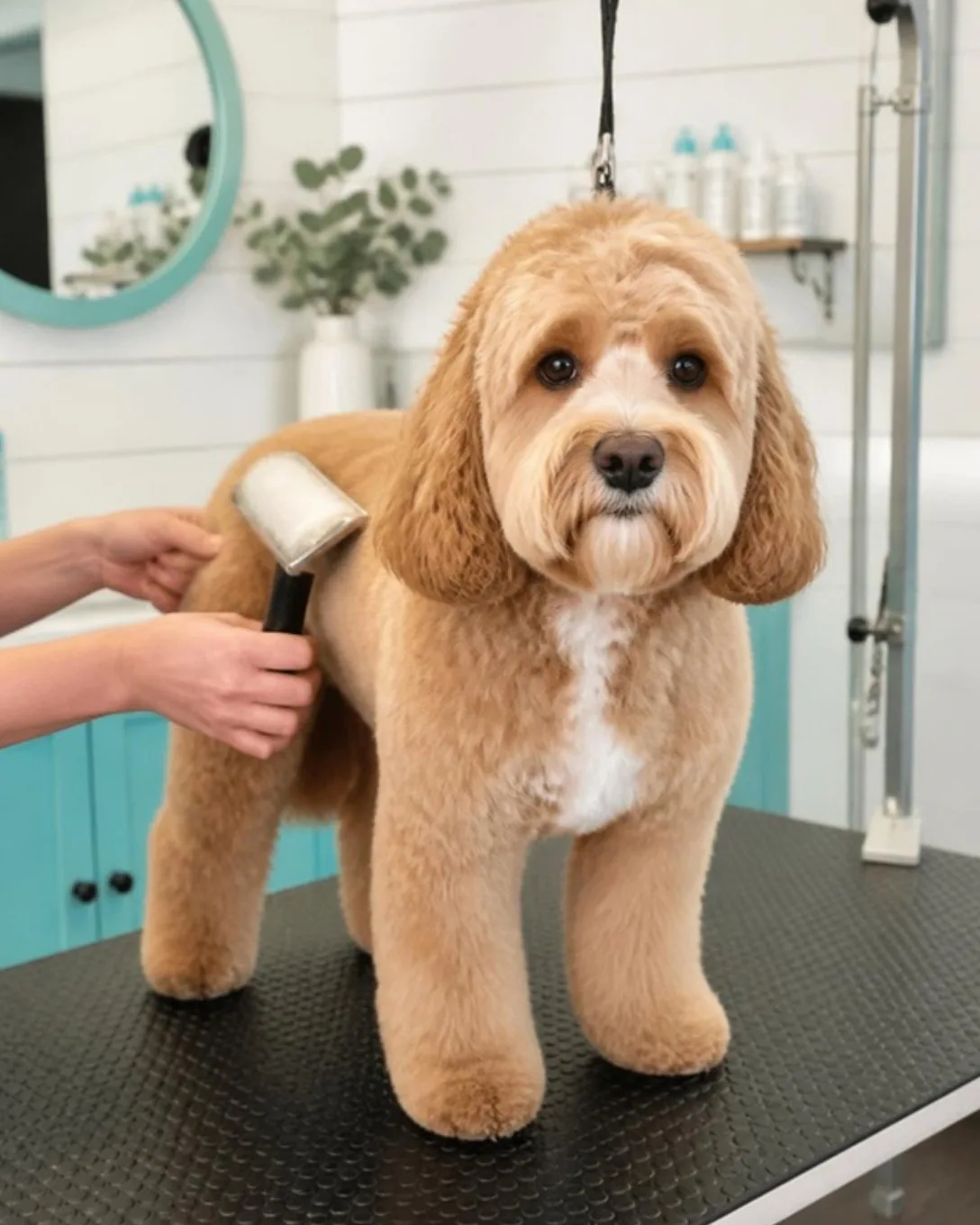 Freshly groomed cockapoo